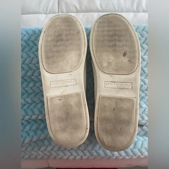 Karl Lagerfeld White Designer Sneakers Paris Cate Pin Logo Cat Size 8.5 - Picture 7 of 7